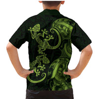 New Zealand Gecko Maori Art Tattoo Family Matching Mermaid Dress and Hawaiian Shirt