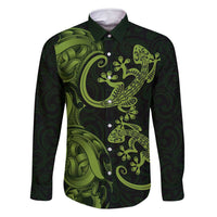 New Zealand Gecko Maori Art Tattoo Family Matching Off Shoulder Maxi Dress and Hawaiian Shirt
