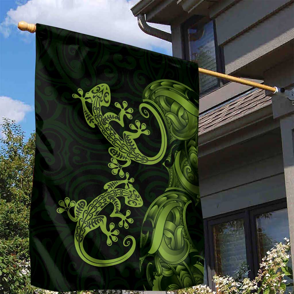 New Zealand Gecko Maori Art Tattoo Garden Flag LT03 - Polynesian Pride