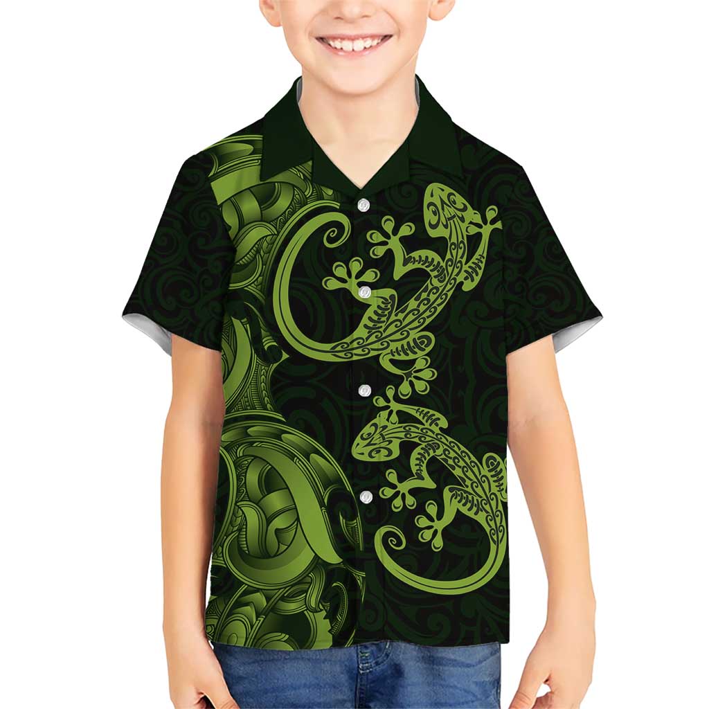New Zealand Gecko Maori Art Tattoo Kid Hawaiian Shirt