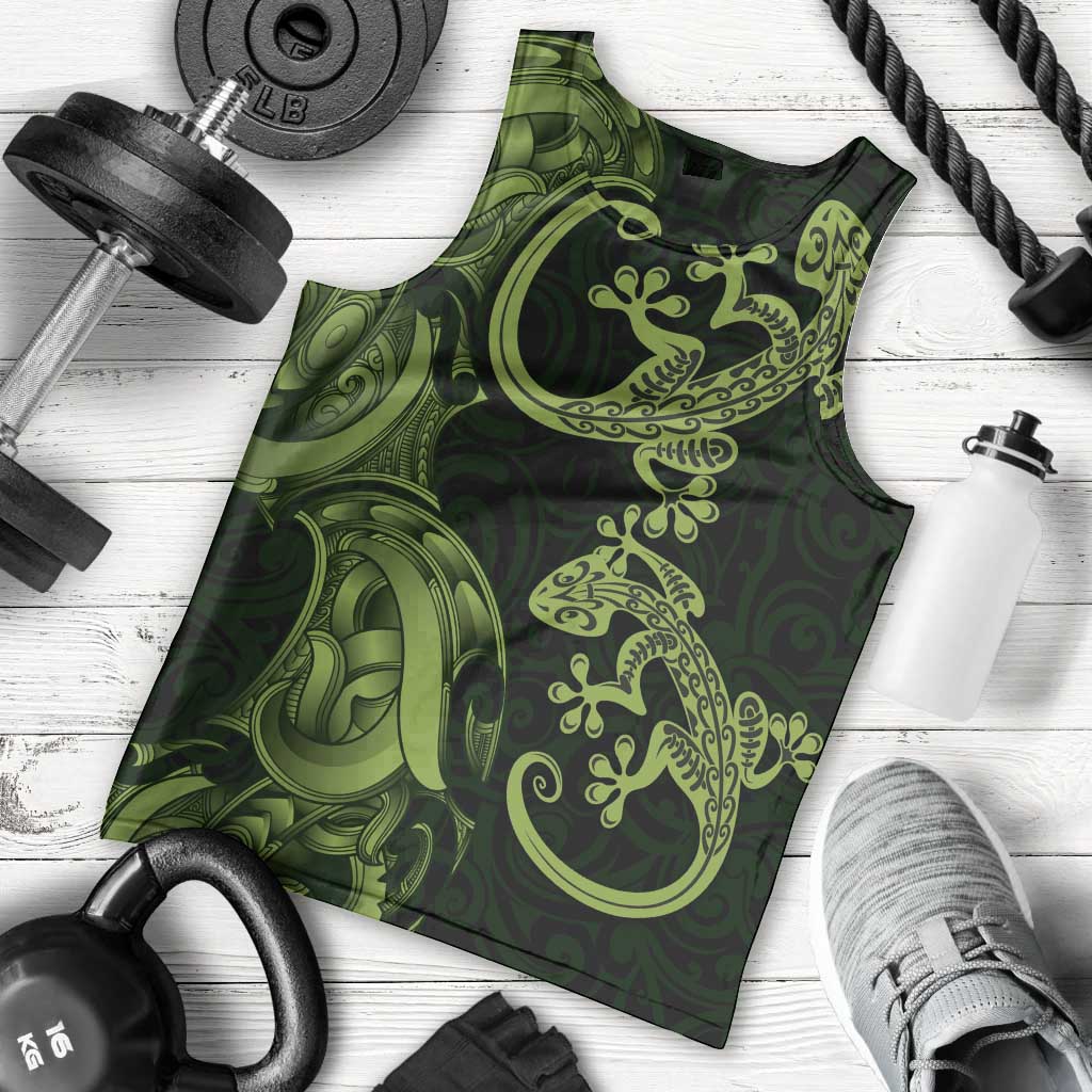 New Zealand Gecko Maori Art Tattoo Men Tank Top LT03 - Polynesian Pride