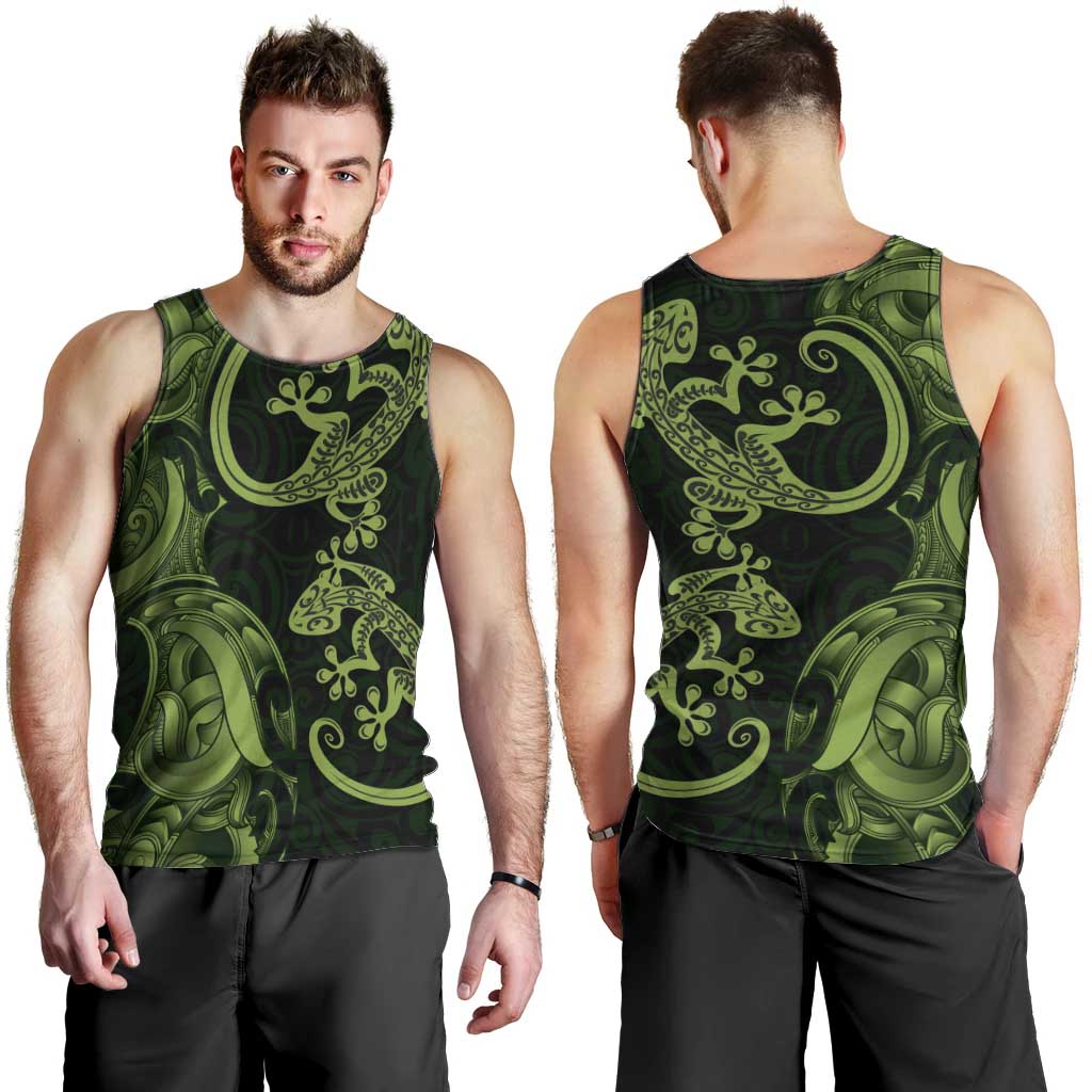 New Zealand Gecko Maori Art Tattoo Men Tank Top LT03 - Polynesian Pride