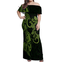 New Zealand Gecko Maori Art Tattoo Off Shoulder Maxi Dress