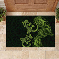 New Zealand Gecko Maori Art Tattoo Rubber Doormat LT03 Green - Polynesian Pride