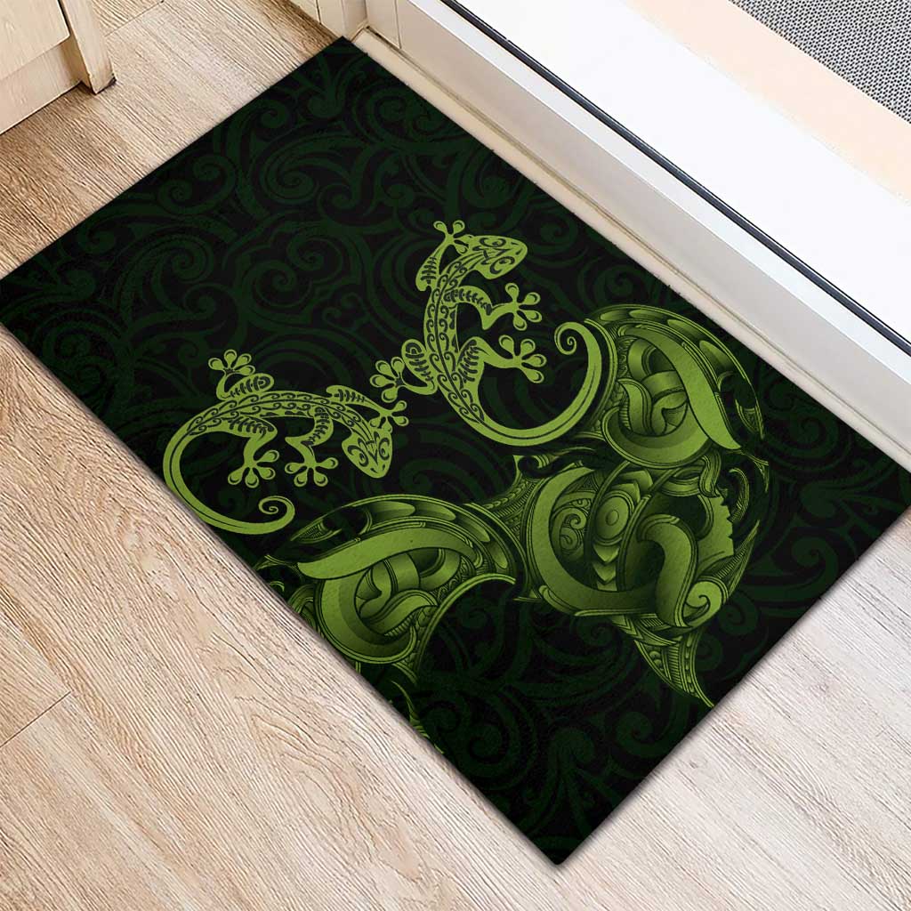 New Zealand Gecko Maori Art Tattoo Rubber Doormat LT03 - Polynesian Pride