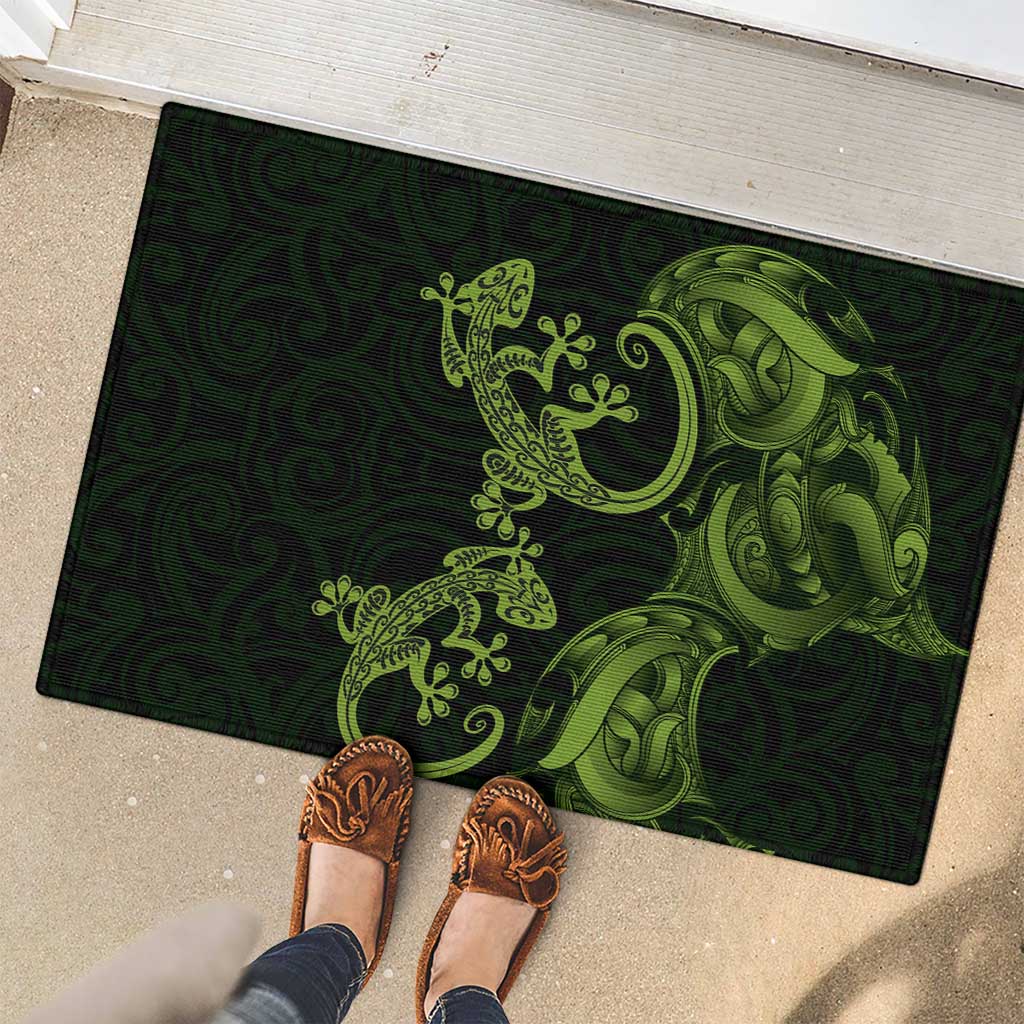 New Zealand Gecko Maori Art Tattoo Rubber Doormat LT03 - Polynesian Pride