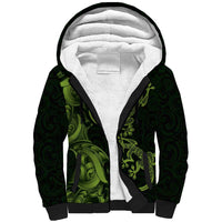 New Zealand Gecko Maori Art Tattoo Sherpa Hoodie LT03 Unisex Green - Polynesian Pride