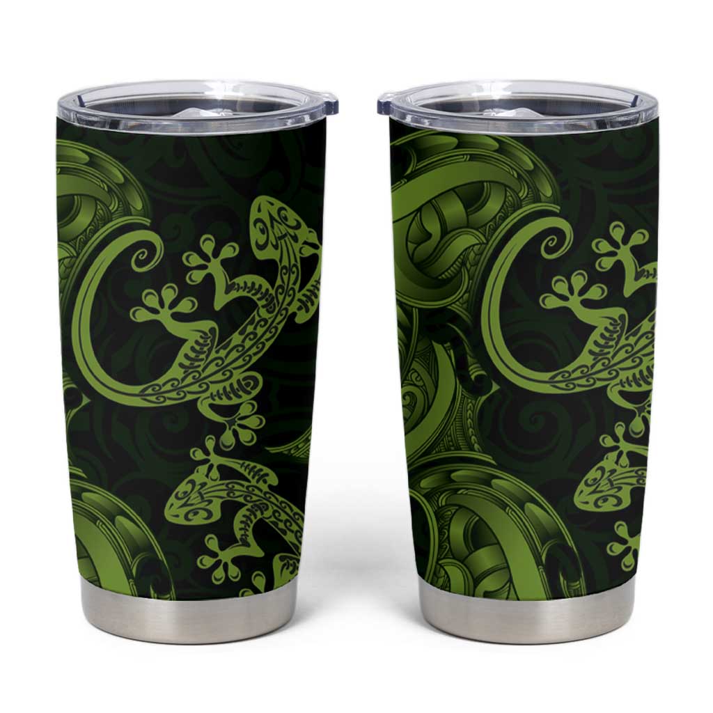 New Zealand Gecko Maori Art Tattoo Tumbler Cup LT03 Green - Polynesian Pride