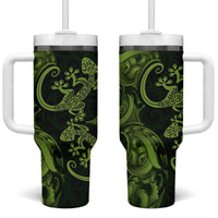 New Zealand Gecko Maori Art Tattoo Tumbler With Handle LT03 One Size: 40 oz Green - Polynesian Pride
