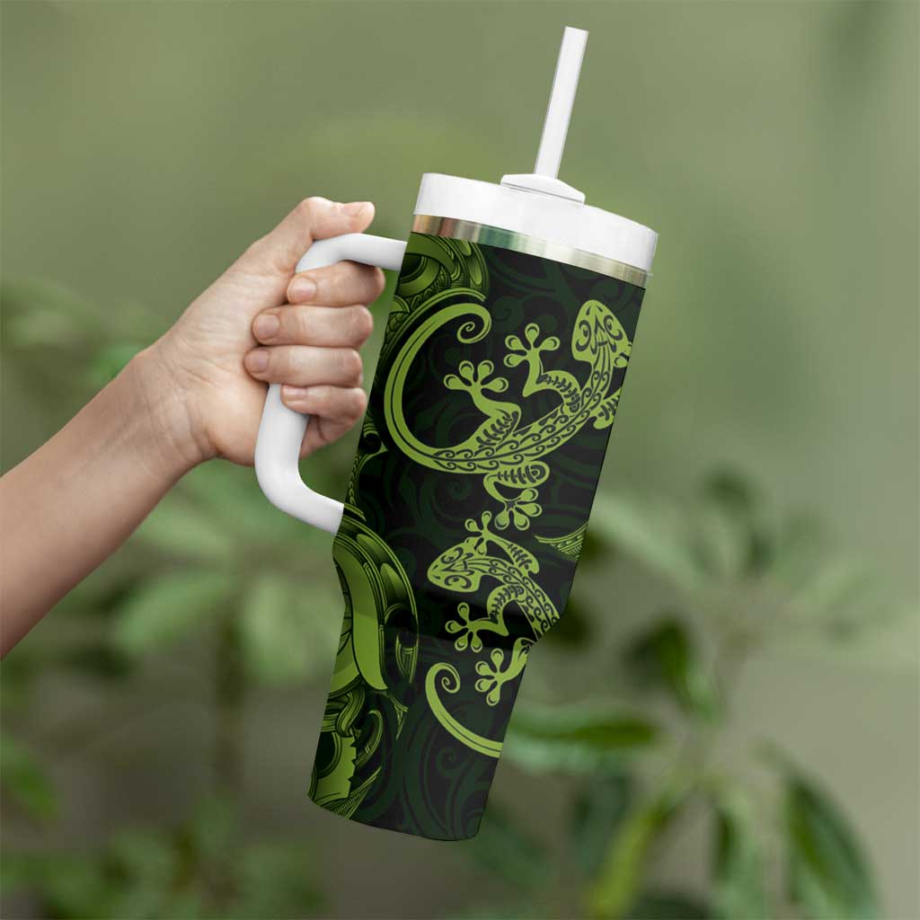 New Zealand Gecko Maori Art Tattoo Tumbler With Handle LT03 - Polynesian Pride