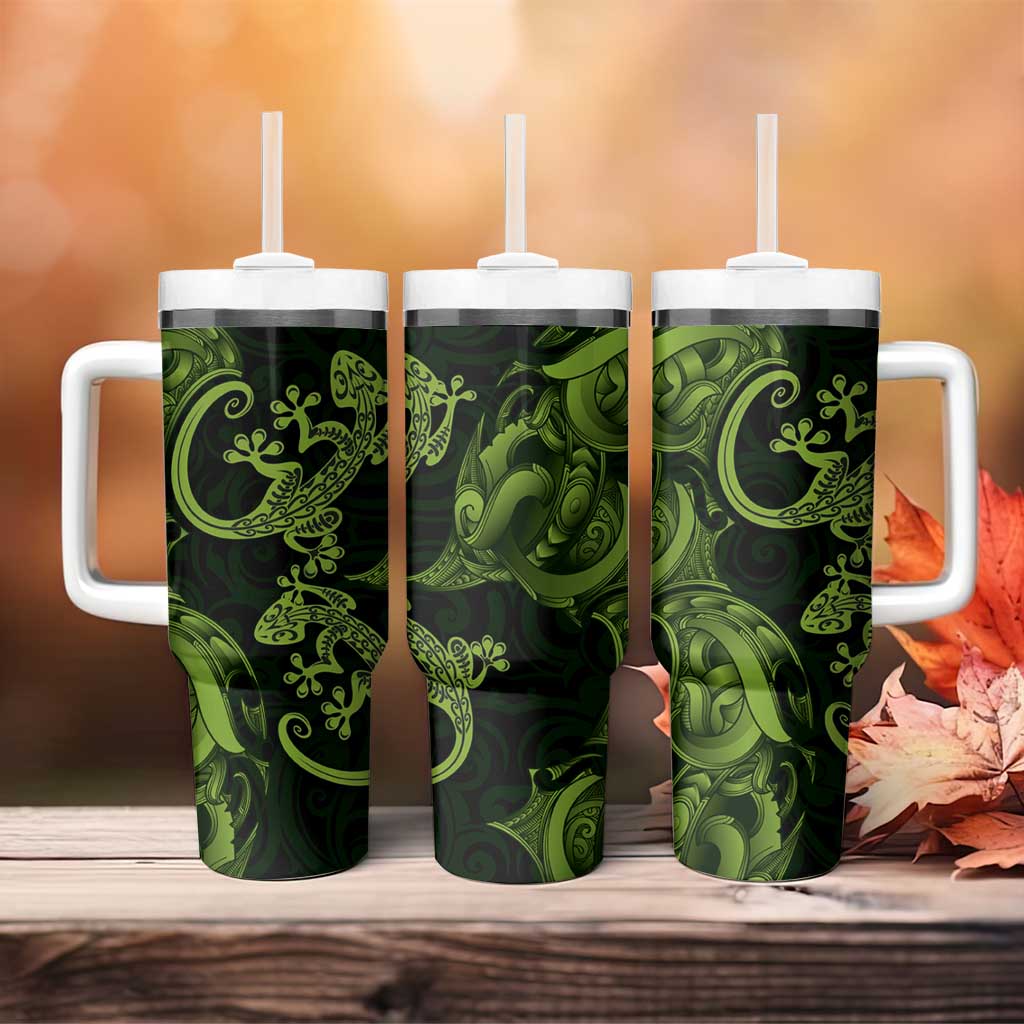 New Zealand Gecko Maori Art Tattoo Tumbler With Handle LT03 - Polynesian Pride