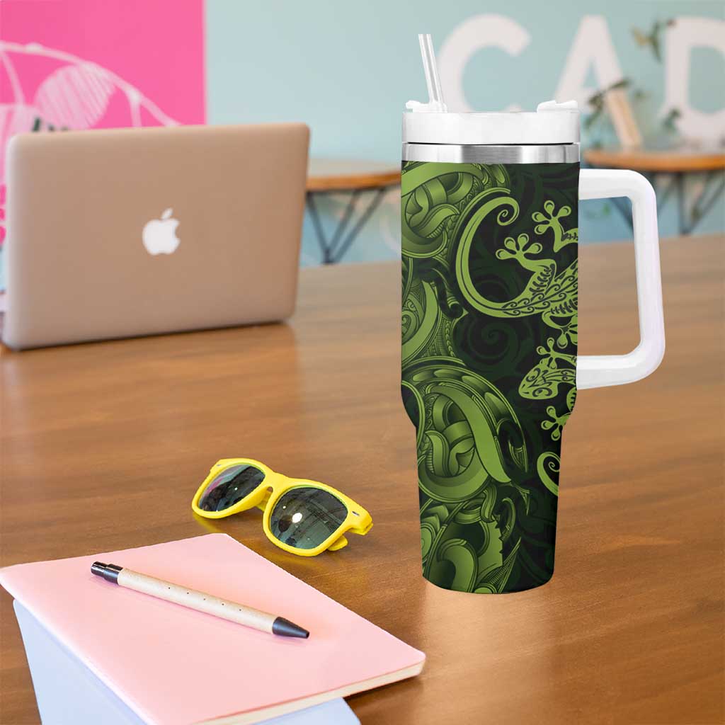 New Zealand Gecko Maori Art Tattoo Tumbler With Handle LT03 - Polynesian Pride