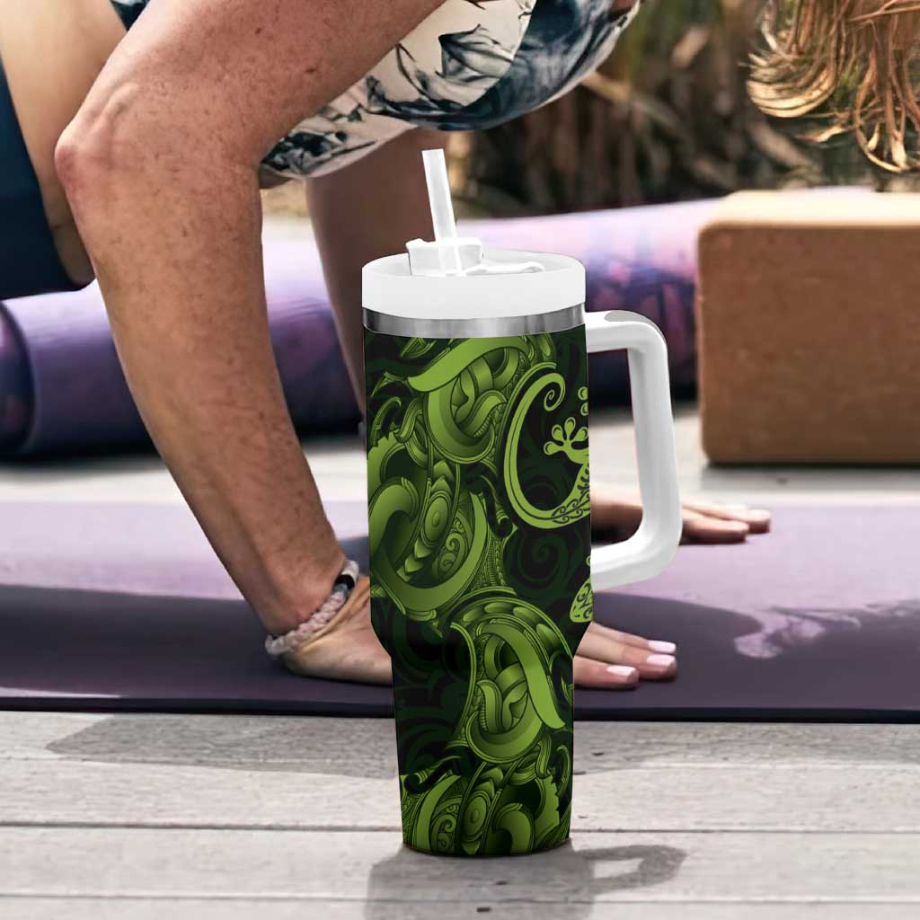 New Zealand Gecko Maori Art Tattoo Tumbler With Handle LT03 - Polynesian Pride