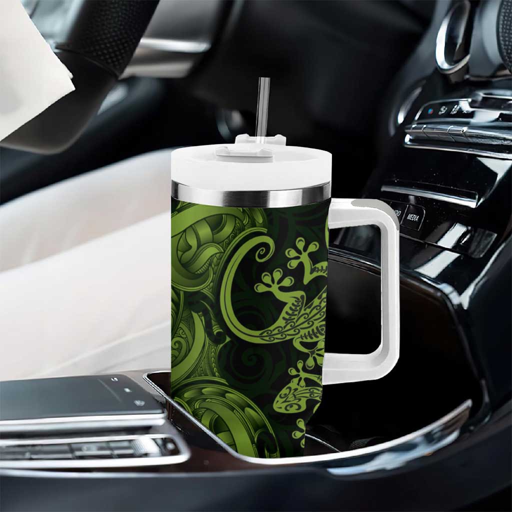 New Zealand Gecko Maori Art Tattoo Tumbler With Handle LT03 - Polynesian Pride