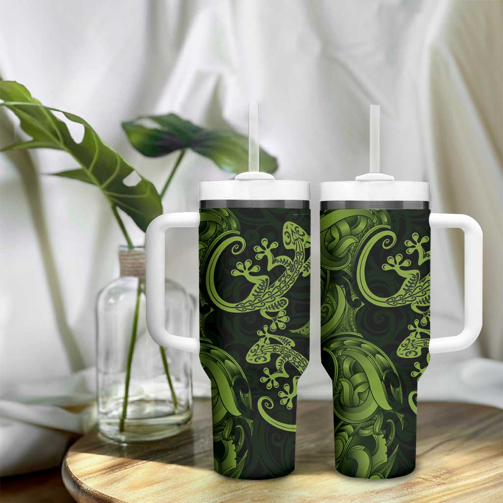 New Zealand Gecko Maori Art Tattoo Tumbler With Handle LT03 - Polynesian Pride