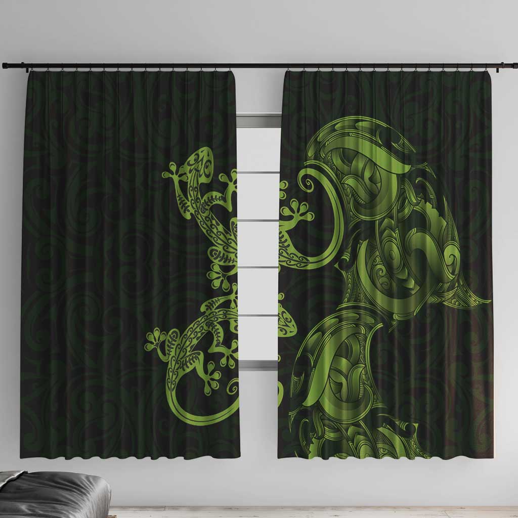 New Zealand Gecko Maori Art Tattoo Window Curtain