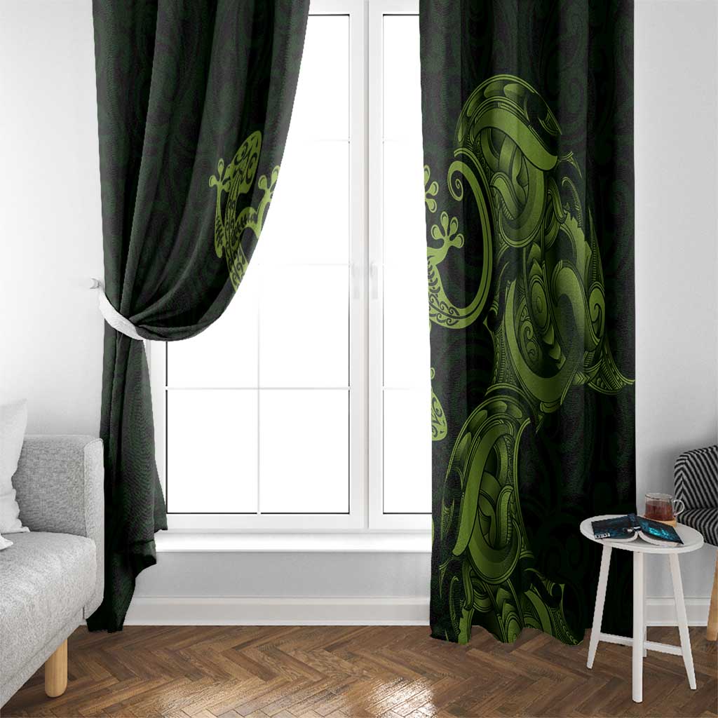 New Zealand Gecko Maori Art Tattoo Window Curtain LT03 - Polynesian Pride