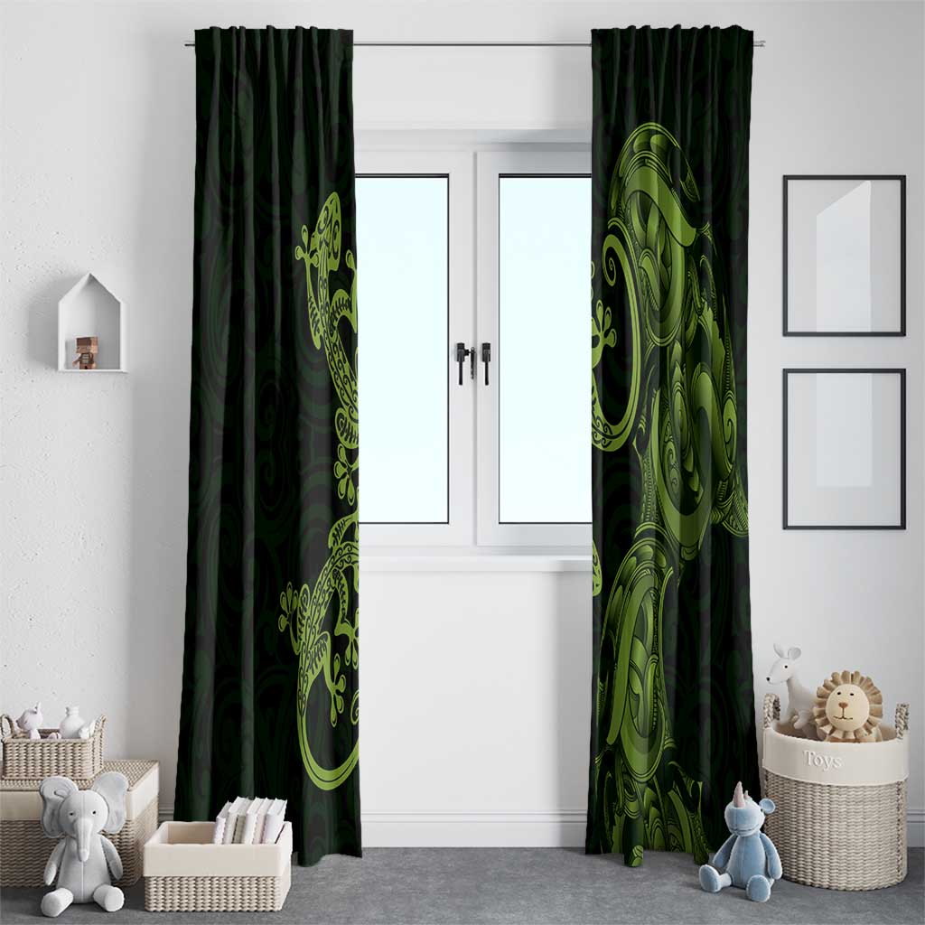 New Zealand Gecko Maori Art Tattoo Window Curtain LT03 - Polynesian Pride