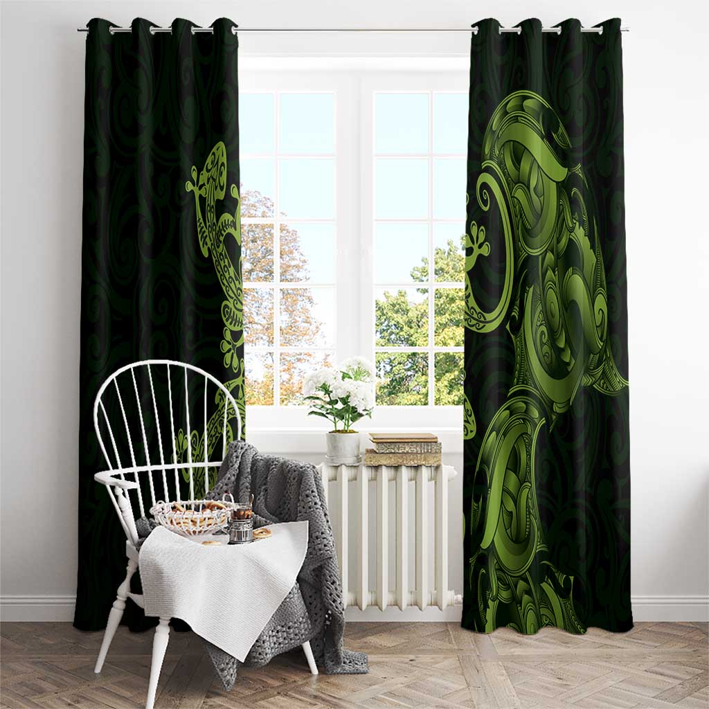 New Zealand Gecko Maori Art Tattoo Window Curtain LT03 - Polynesian Pride