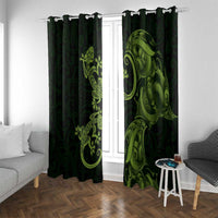 New Zealand Gecko Maori Art Tattoo Window Curtain LT03 With Grommets Green - Polynesian Pride