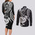 New Zealand Couples Matching Long Sleeve Bodycon Dress and Long Sleeve Button Shirt Stylized Kiwi Bird Tattoo Mix Koru Circle and Maori Ethnic Vibe LT03 - Polynesian Pride