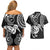 New Zealand Couples Matching Off Shoulder Short Dress and Hawaiian Shirt Stylized Kiwi Bird Tattoo Mix Koru Circle and Maori Ethnic Vibe LT03 - Polynesian Pride