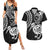 New Zealand Couples Matching Summer Maxi Dress and Hawaiian Shirt Stylized Kiwi Bird Tattoo Mix Koru Circle and Maori Ethnic Vibe LT03 Black - Polynesian Pride