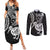 New Zealand Couples Matching Summer Maxi Dress and Long Sleeve Button Shirt Stylized Kiwi Bird Tattoo Mix Koru Circle and Maori Ethnic Vibe LT03 Black - Polynesian Pride