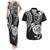 New Zealand Couples Matching Tank Maxi Dress and Hawaiian Shirt Stylized Kiwi Bird Tattoo Mix Koru Circle and Maori Ethnic Vibe LT03 Black - Polynesian Pride