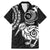 New Zealand Family Matching Mermaid Dress and Hawaiian Shirt Stylized Kiwi Bird Tattoo Mix Koru Circle and Maori Ethnic Vibe LT03 Dad's Shirt - Short Sleeve Black - Polynesian Pride