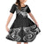 New Zealand Family Matching Off Shoulder Short Dress and Hawaiian Shirt Stylized Kiwi Bird Tattoo Mix Koru Circle and Maori Ethnic Vibe LT03 Daughter's Dress Black - Polynesian Pride