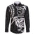 New Zealand Family Matching Puletasi Dress and Hawaiian Shirt Stylized Kiwi Bird Tattoo Mix Koru Circle and Maori Ethnic Vibe LT03 Dad's Shirt - Long Sleeve Black - Polynesian Pride