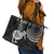 New Zealand Leather Tote Bag Stylized Kiwi Bird Tattoo Mix Koru Circle and Maori Ethnic Vibe LT03 - Polynesian Pride