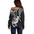 New Zealand Off Shoulder Sweater Stylized Kiwi Bird Tattoo Mix Koru Circle and Maori Ethnic Vibe LT03 - Polynesian Pride