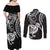 Personalised New Zealand Couples Matching Off Shoulder Maxi Dress and Long Sleeve Button Shirt Stylized Kiwi Bird Tattoo Mix Koru Circle and Maori Ethnic Vibe LT03 - Polynesian Pride