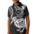 Personalised New Zealand Kid Polo Shirt Stylized Kiwi Bird Tattoo Mix Koru Circle and Maori Ethnic Vibe LT03 Kid Black - Polynesian Pride