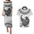 Custom New Zealand Couples Matching Puletasi Dress and Hawaiian Shirt Tui Bird and Koru Circle Mix Silver Fern Pattern LT03 White - Polynesian Pride