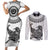 Custom New Zealand Couples Matching Short Sleeve Bodycon Dress and Long Sleeve Button Shirt Tui Bird and Koru Circle Mix Silver Fern Pattern LT03 White - Polynesian Pride