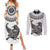 Custom New Zealand Couples Matching Summer Maxi Dress and Long Sleeve Button Shirt Tui Bird and Koru Circle Mix Silver Fern Pattern LT03 White - Polynesian Pride