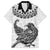 Custom New Zealand Family Matching Long Sleeve Bodycon Dress and Hawaiian Shirt Tui Bird and Koru Circle Mix Silver Fern Pattern LT03 Dad's Shirt - Short Sleeve White - Polynesian Pride