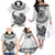 Custom New Zealand Family Matching Off Shoulder Long Sleeve Dress and Hawaiian Shirt Tui Bird and Koru Circle Mix Silver Fern Pattern LT03 - Polynesian Pride