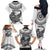 Custom New Zealand Family Matching Off Shoulder Long Sleeve Dress and Hawaiian Shirt Tui Bird and Koru Circle Mix Silver Fern Pattern LT03 - Polynesian Pride