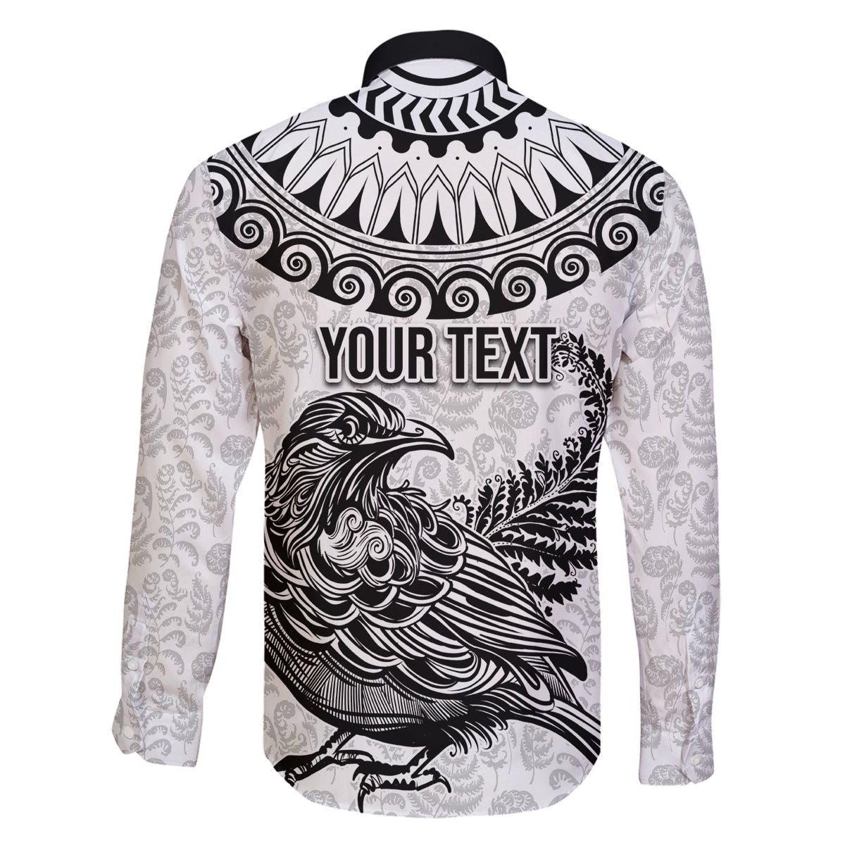 Custom New Zealand Family Matching Off Shoulder Long Sleeve Dress and Hawaiian Shirt Tui Bird and Koru Circle Mix Silver Fern Pattern LT03 - Polynesian Pride