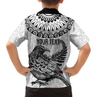 Custom New Zealand Kid Hawaiian Shirt Tui Bird and Koru Circle Mix Silver Fern Pattern LT03 - Polynesian Pride