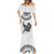 Custom New Zealand Mermaid Dress Tui Bird and Koru Circle Mix Silver Fern Pattern LT03 - Polynesian Pride