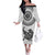 Custom New Zealand Off The Shoulder Long Sleeve Dress Tui Bird and Koru Circle Mix Silver Fern Pattern LT03 Women White - Polynesian Pride