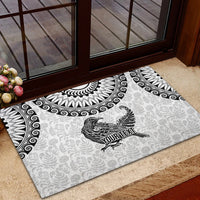 Custom New Zealand Rubber Doormat Tui Bird and Koru Circle Mix Silver Fern Pattern LT03 - Polynesian Pride
