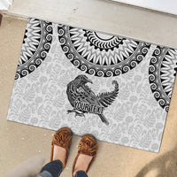 Custom New Zealand Rubber Doormat Tui Bird and Koru Circle Mix Silver Fern Pattern LT03 - Polynesian Pride