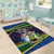 Funny Crocodile and Shark Solomon Islands Christmas Area Rug with National Seal Melanesian Pattern