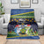 Funny Crocodile and Shark Solomon Islands Christmas Blanket with National Seal Melanesian Pattern